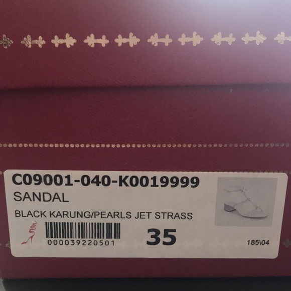 Rene Caovilla Black Karung/Pearls Jet Strass Sandal - Picture 10 of 11